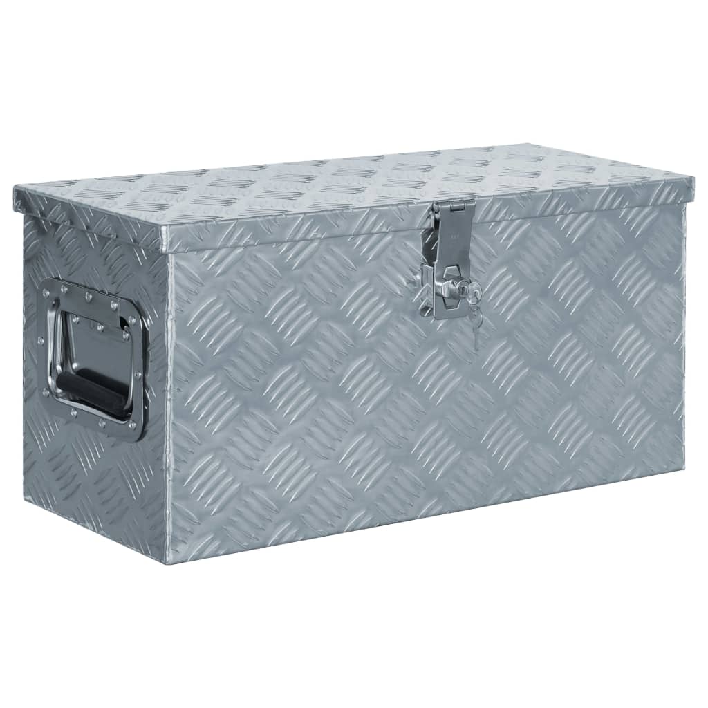 Opbergbox 50x15x20,5 cm aluminium zilverkleurig