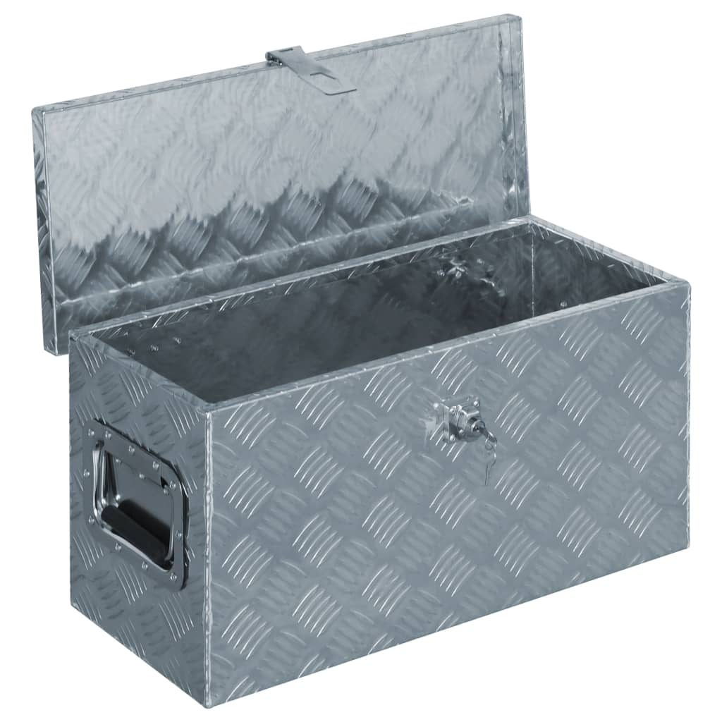 Opbergbox 50x15x20,5 cm aluminium zilverkleurig