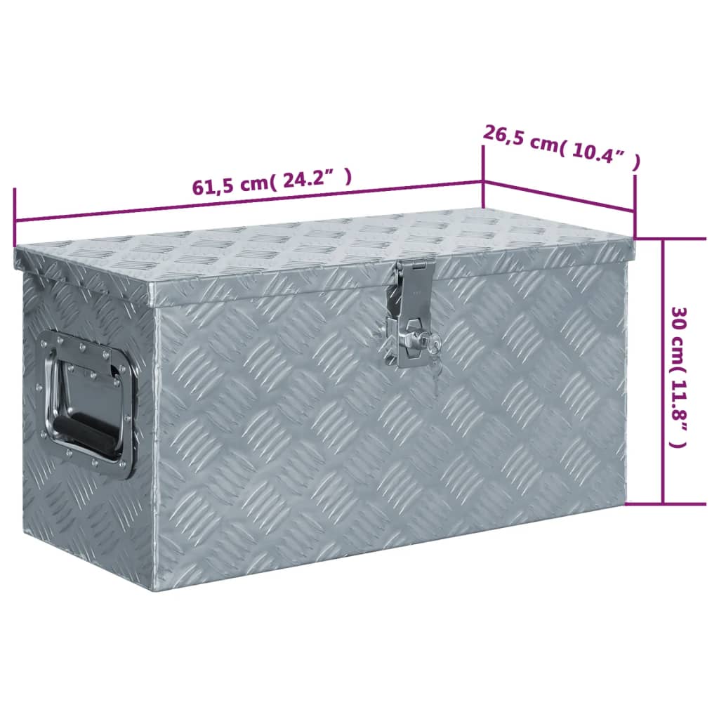 Opbergbox 50x15x20,5 cm aluminium zilverkleurig