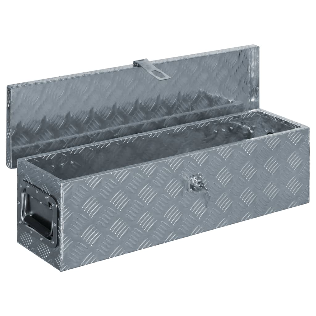 Opbergbox 50x15x20,5 cm aluminium zilverkleurig