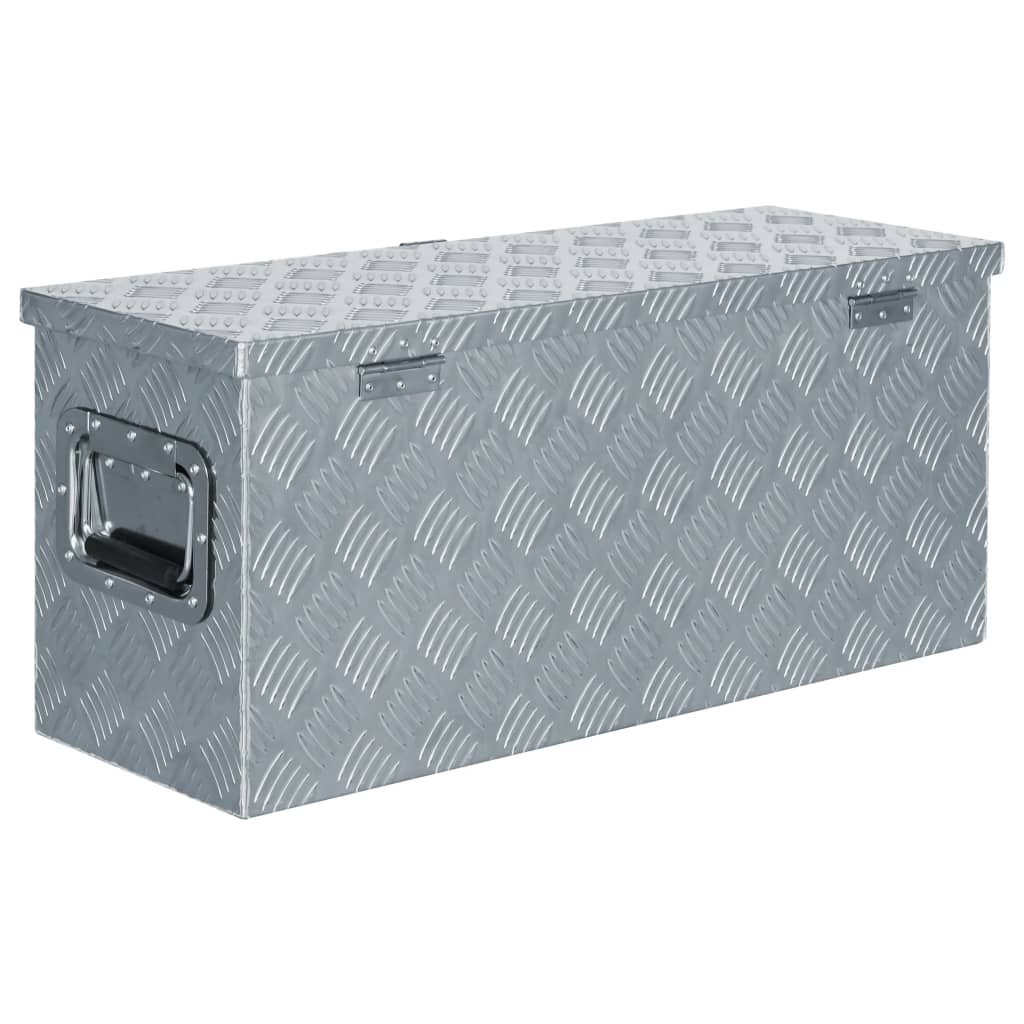 Opbergbox 50x15x20,5 cm aluminium zilverkleurig