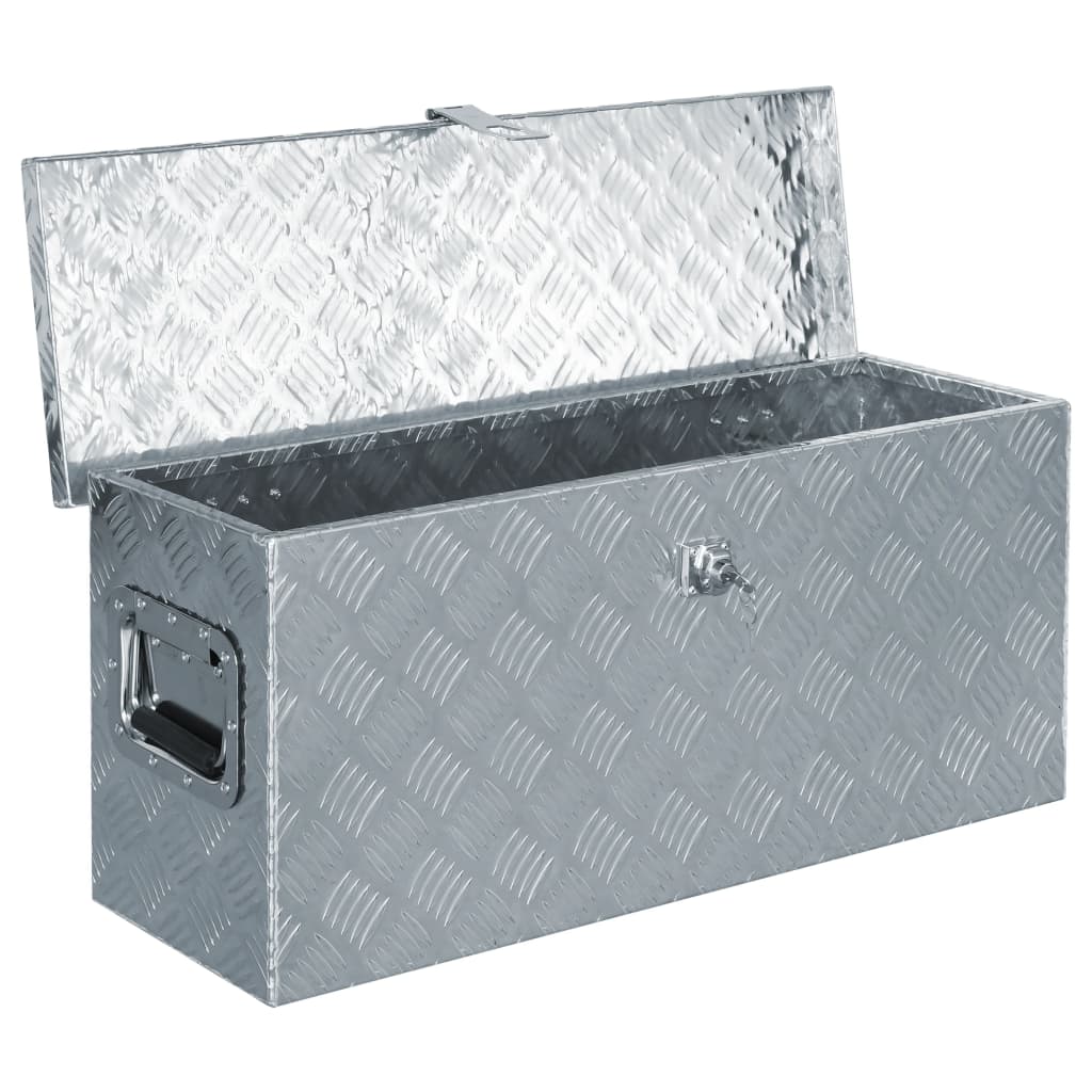 Opbergbox 50x15x20,5 cm aluminium zilverkleurig