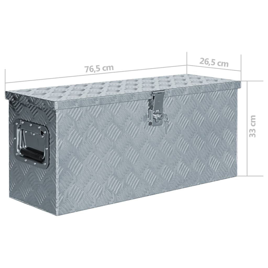 Opbergbox 50x15x20,5 cm aluminium zilverkleurig