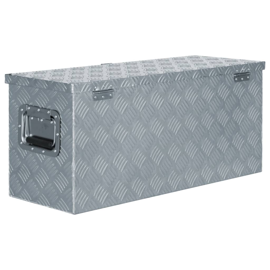 Opbergbox 50x15x20,5 cm aluminium zilverkleurig