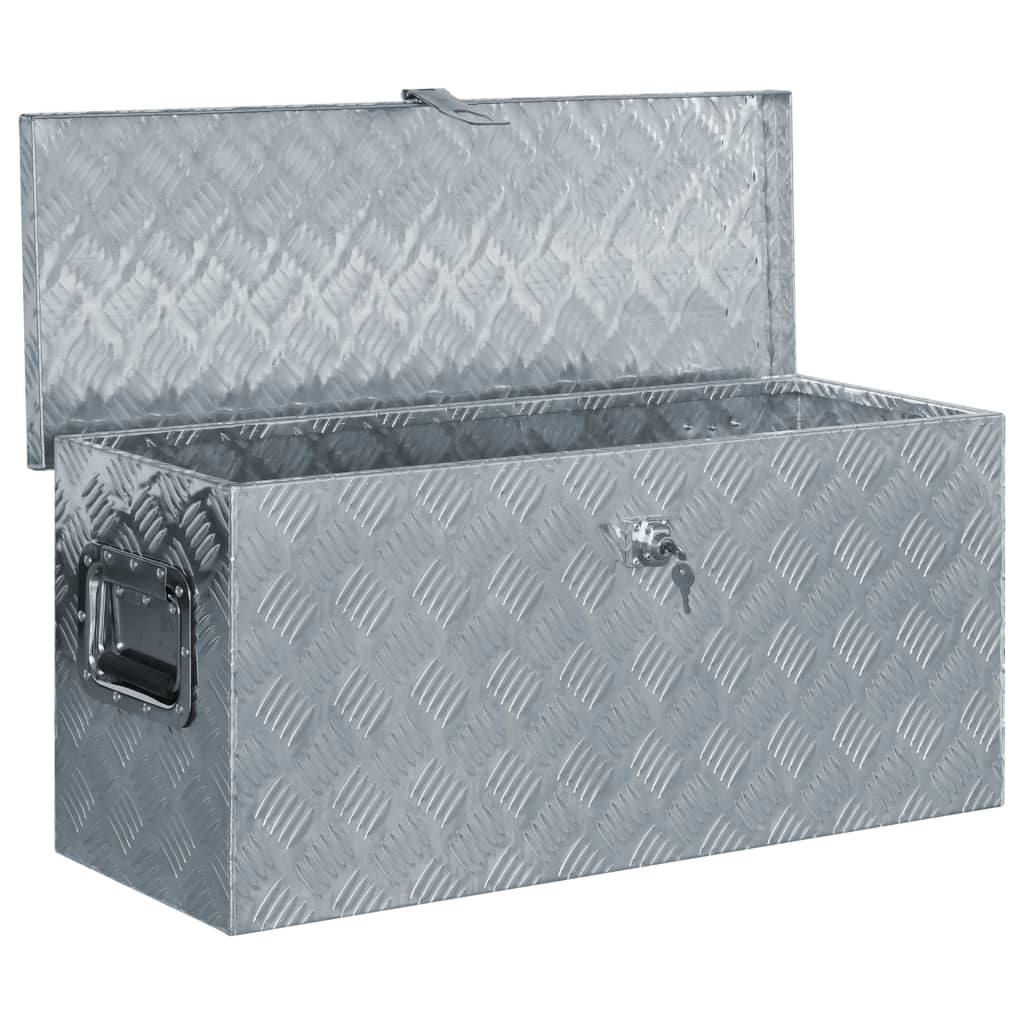 Opbergbox 50x15x20,5 cm aluminium zilverkleurig