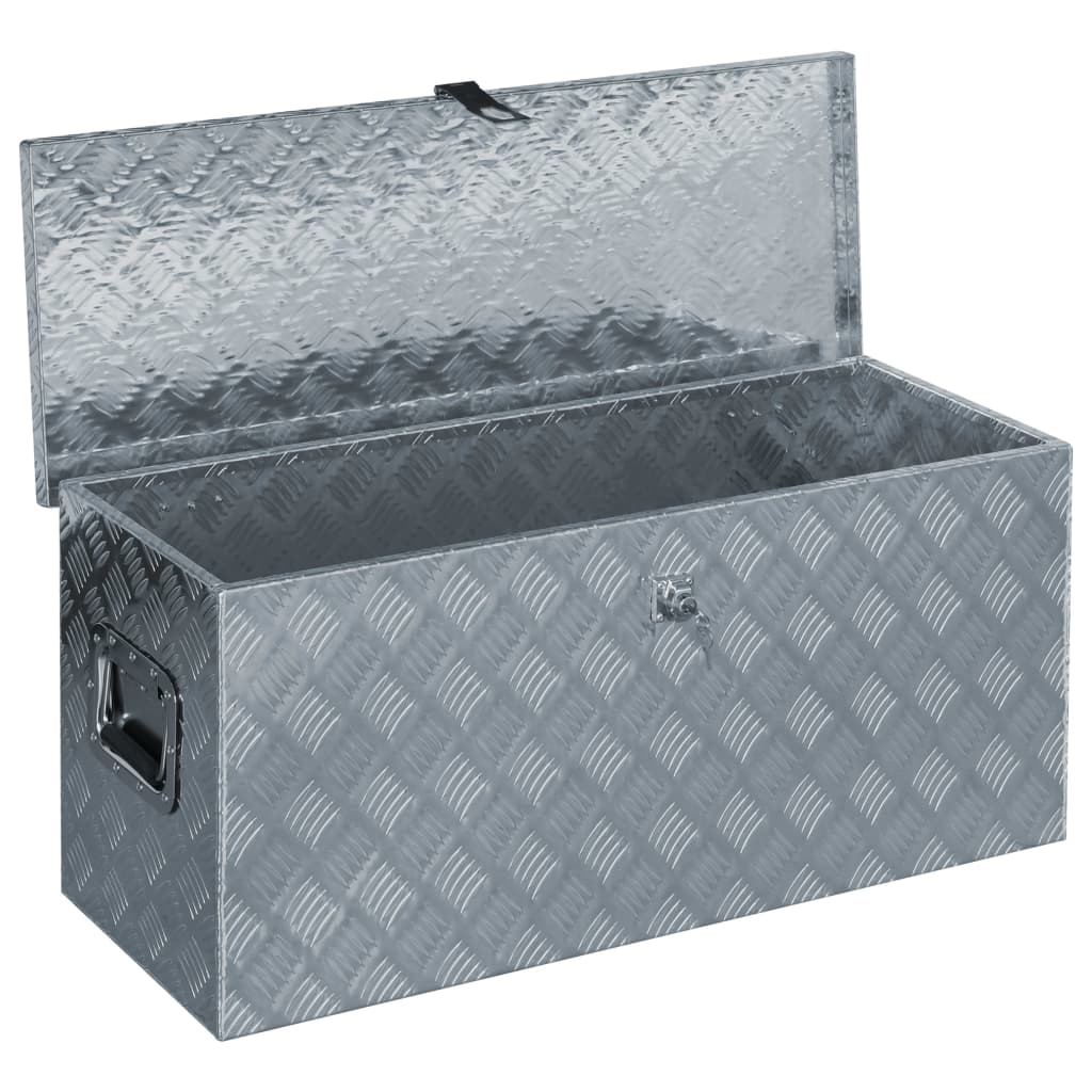 Opbergbox 50x15x20,5 cm aluminium zilverkleurig