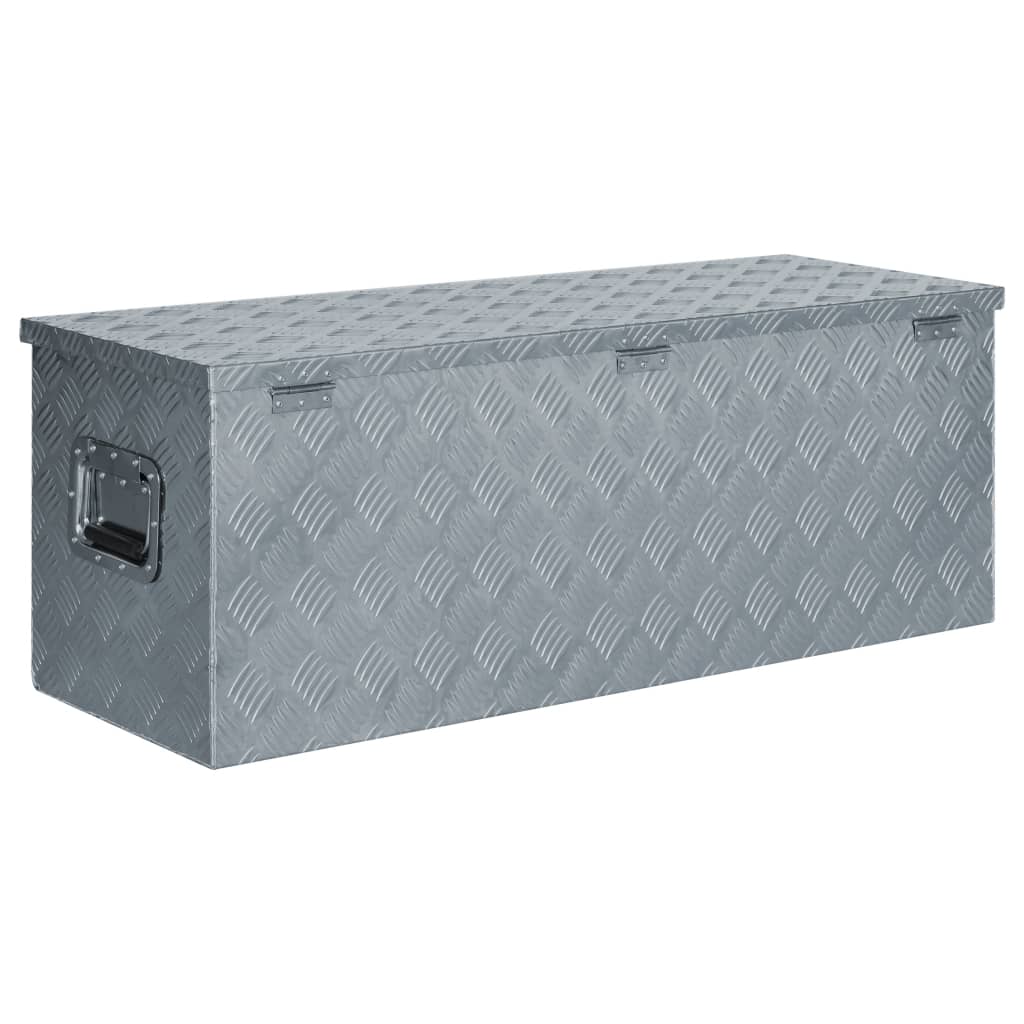 Opbergbox 50x15x20,5 cm aluminium zilverkleurig