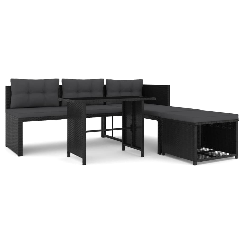 4-delige Loungeset poly rattan