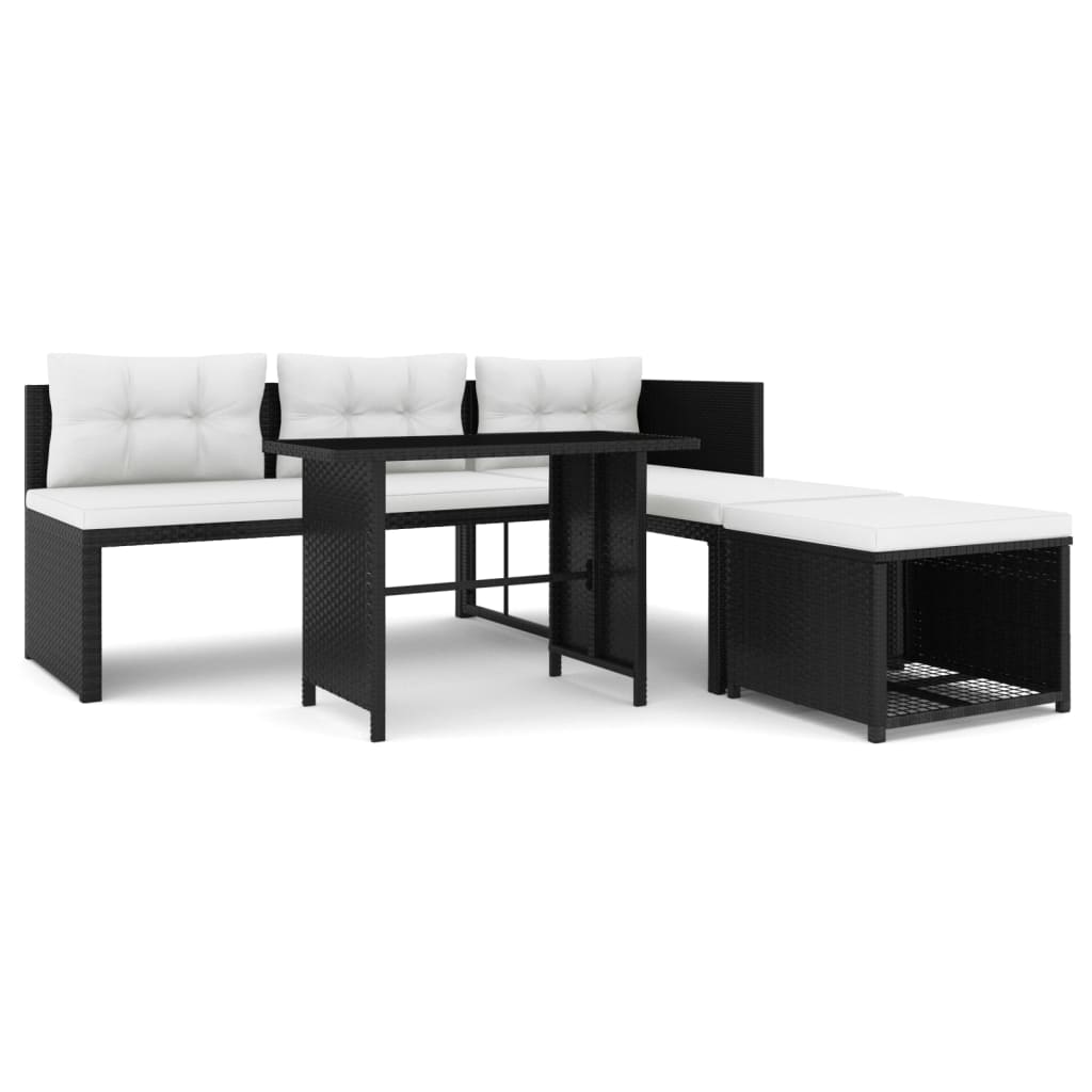 4-delige Loungeset poly rattan