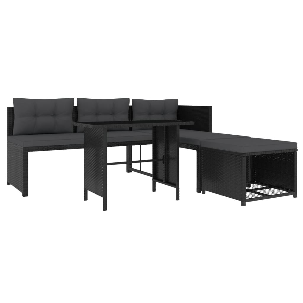 4-delige Loungeset poly rattan