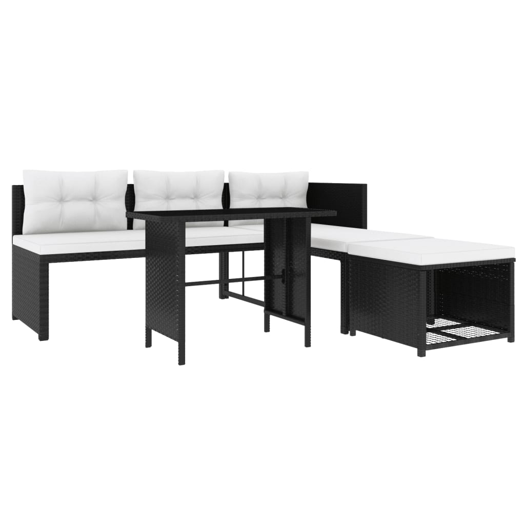 4-delige Loungeset poly rattan