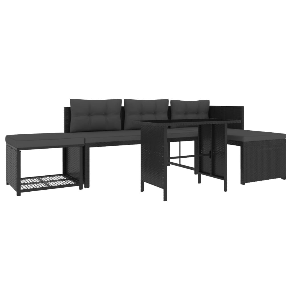 4-delige Loungeset poly rattan