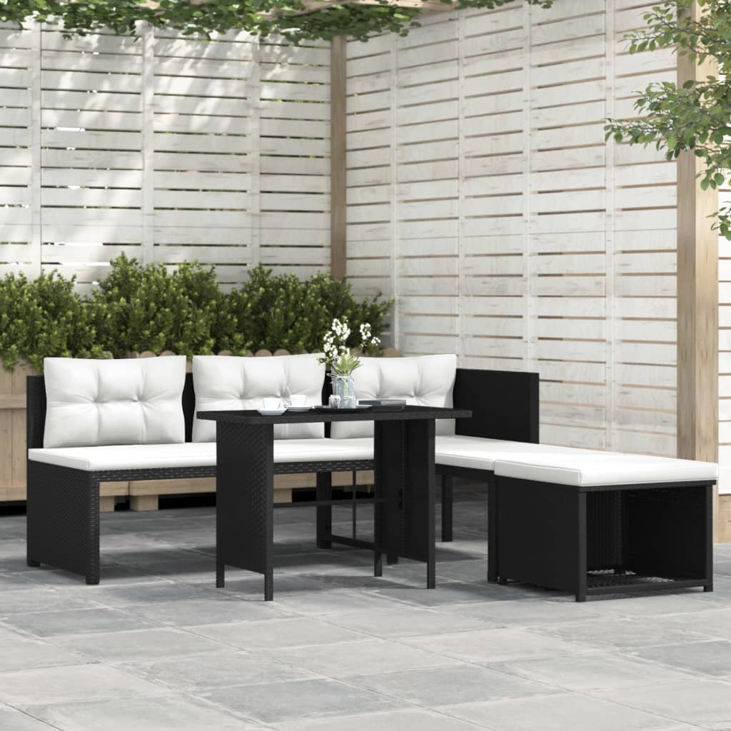 4-delige Loungeset poly rattan