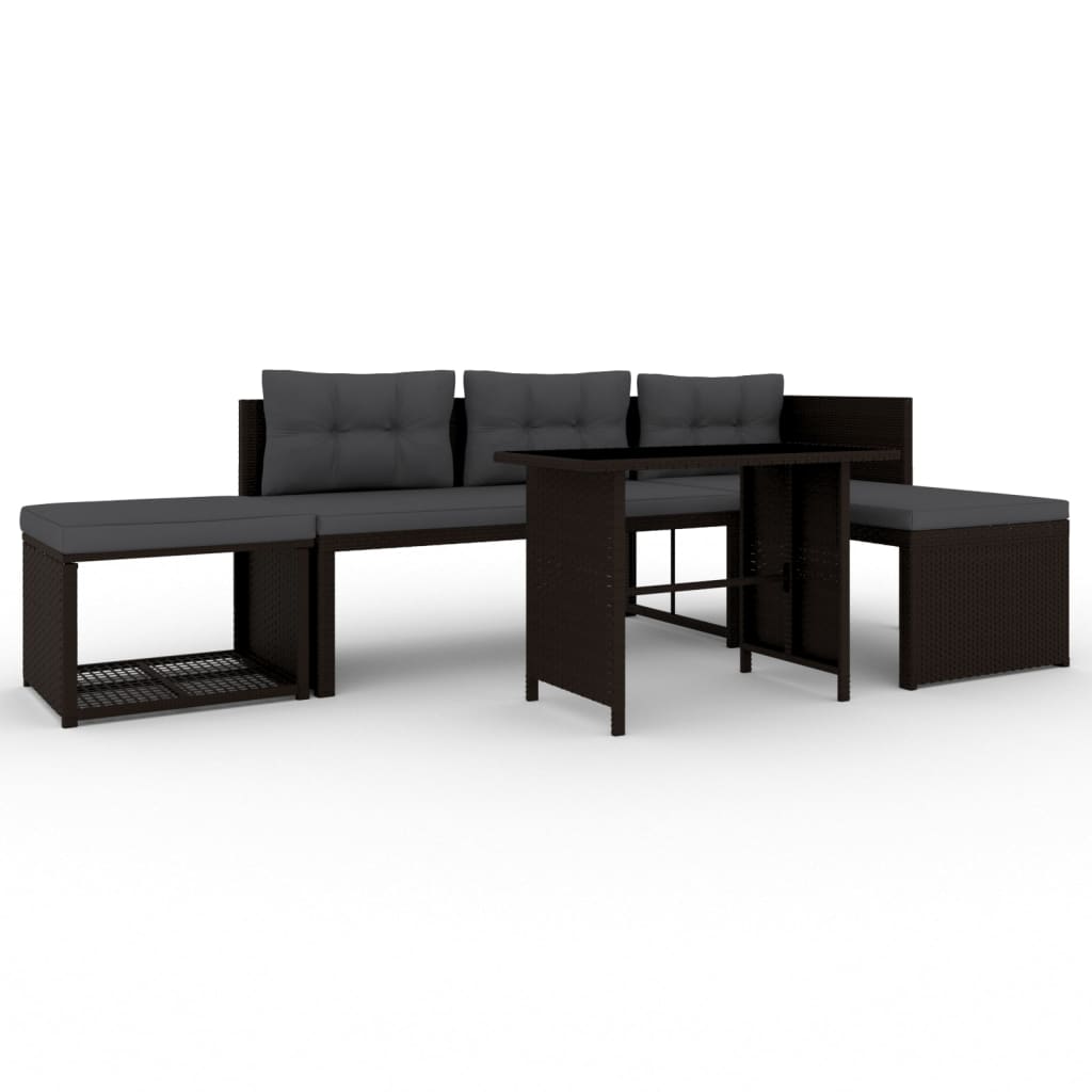 4-delige Loungeset poly rattan