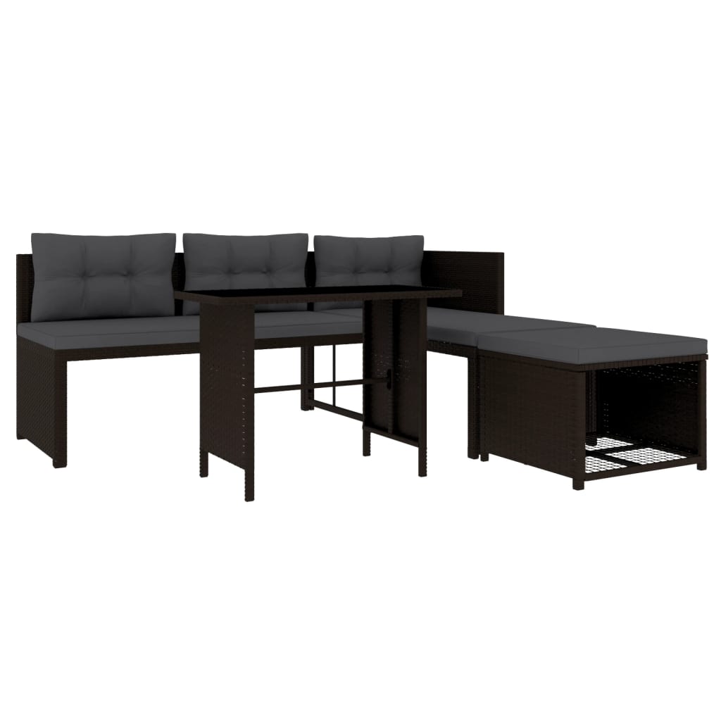 4-delige Loungeset poly rattan