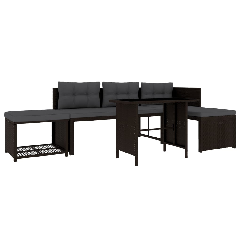 4-delige Loungeset poly rattan