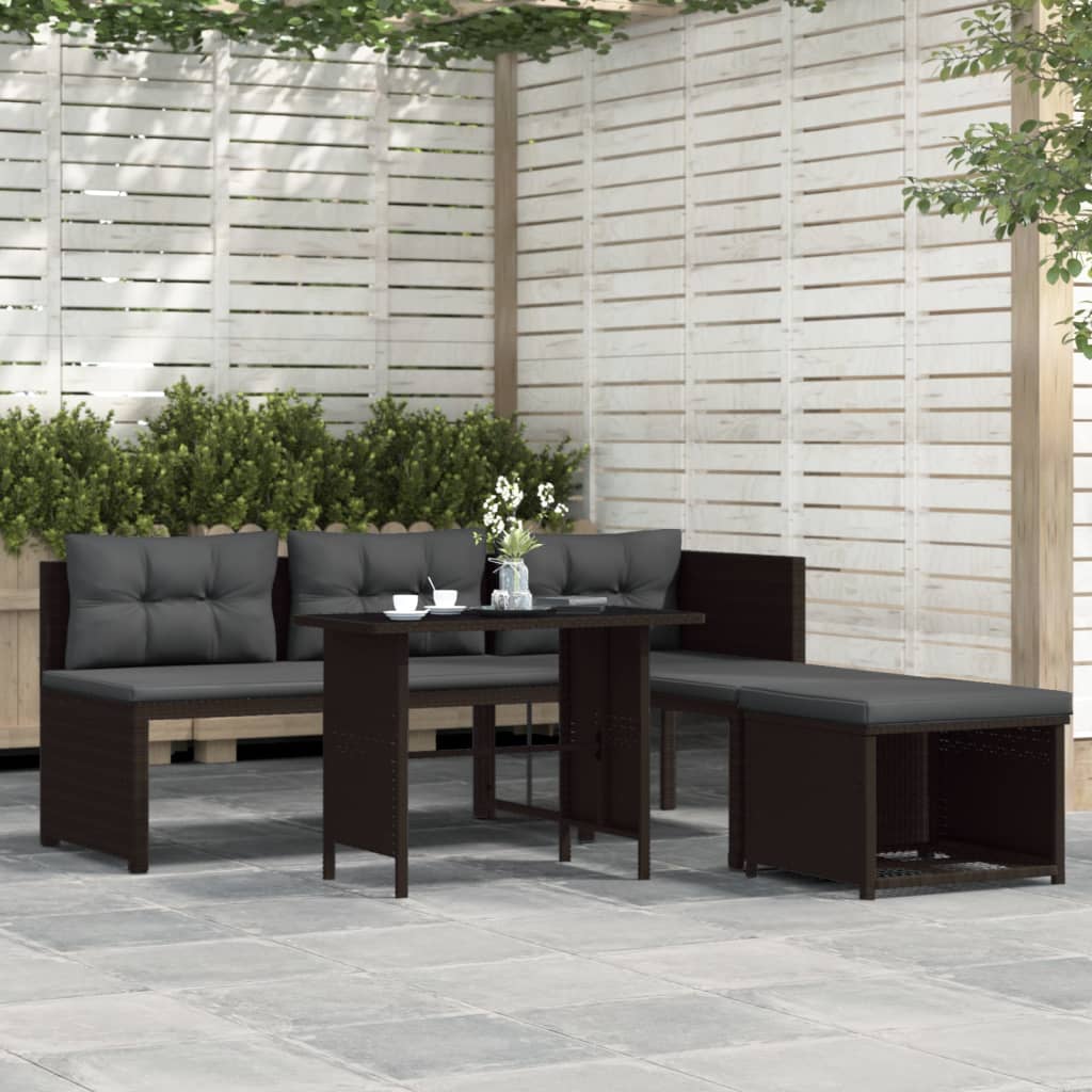 4-delige Loungeset poly rattan