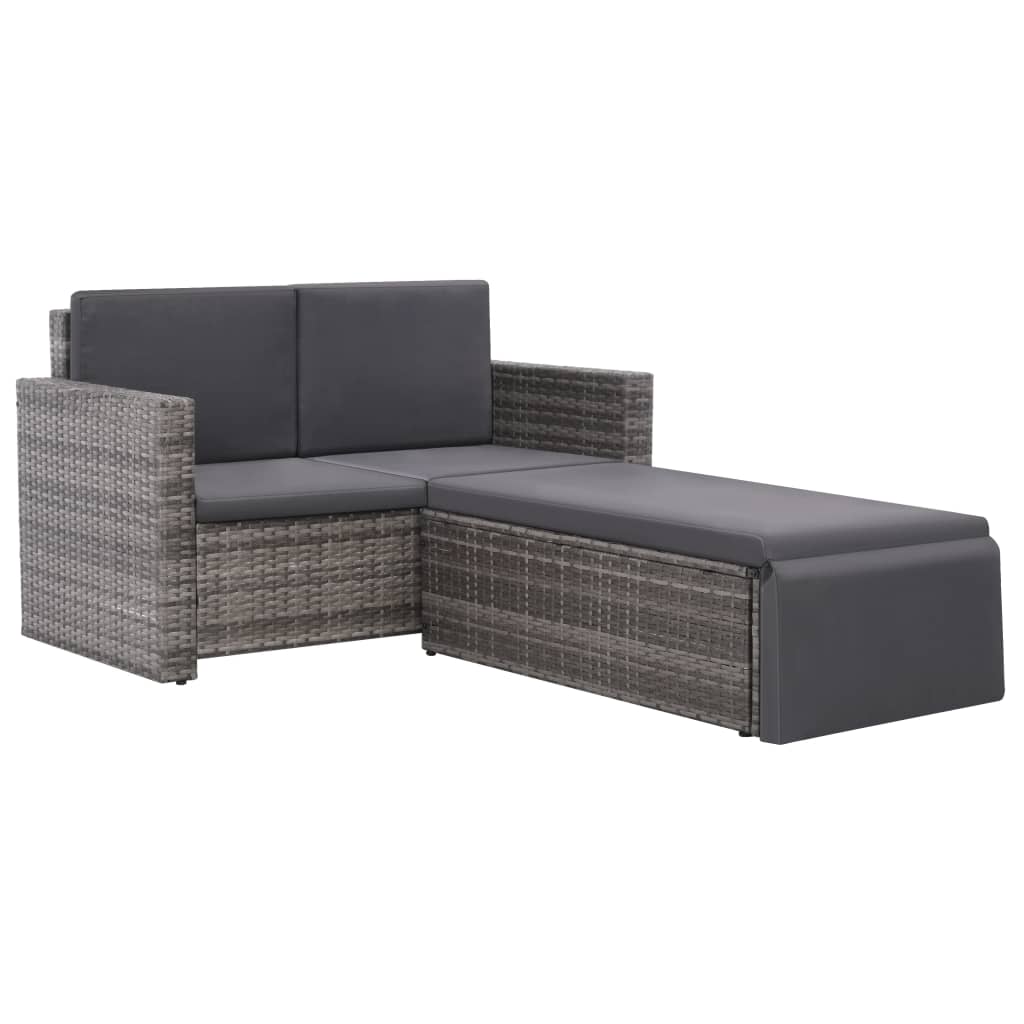 2-delige Loungeset met kussens poly rattan