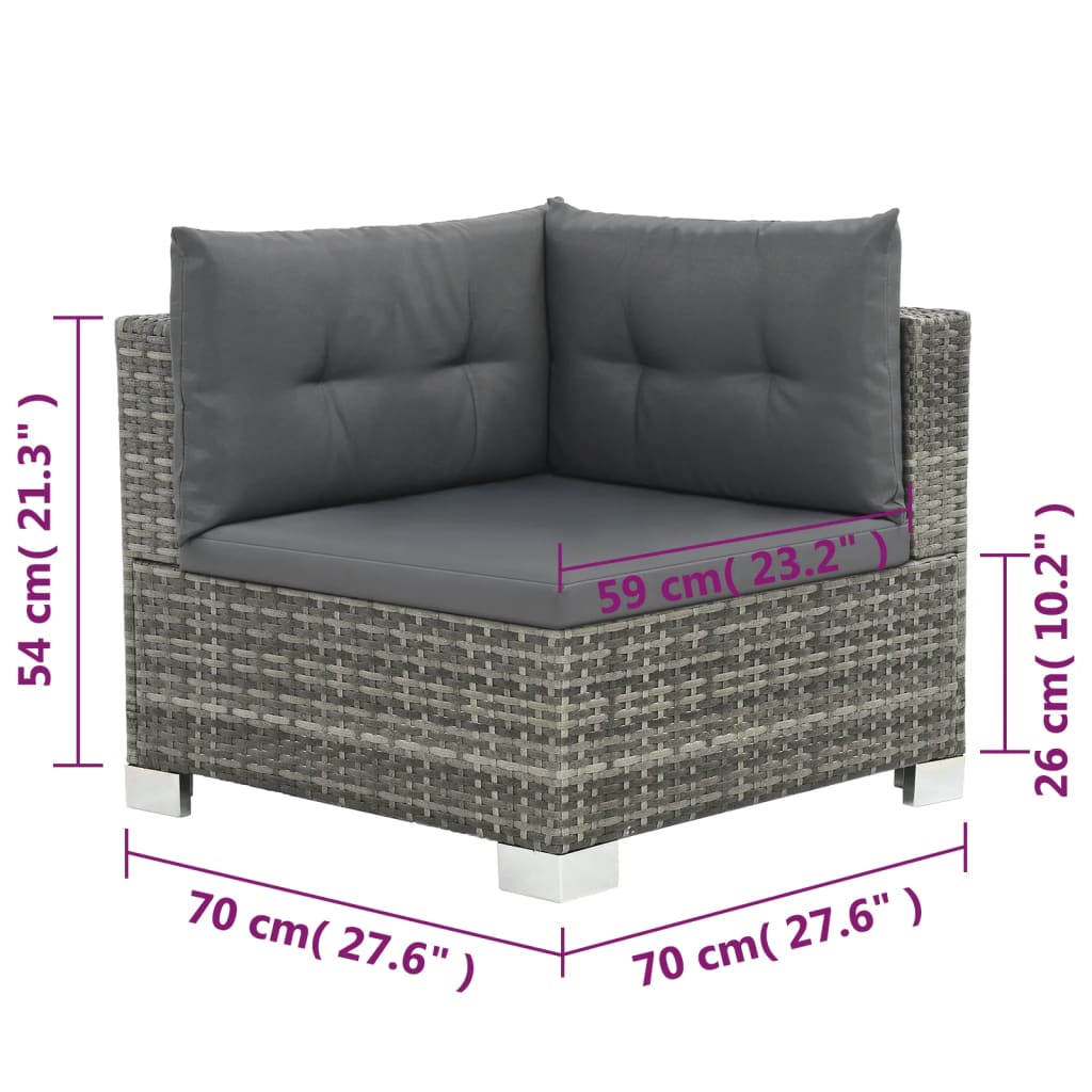 10-delige Loungeset met kussens poly rattan