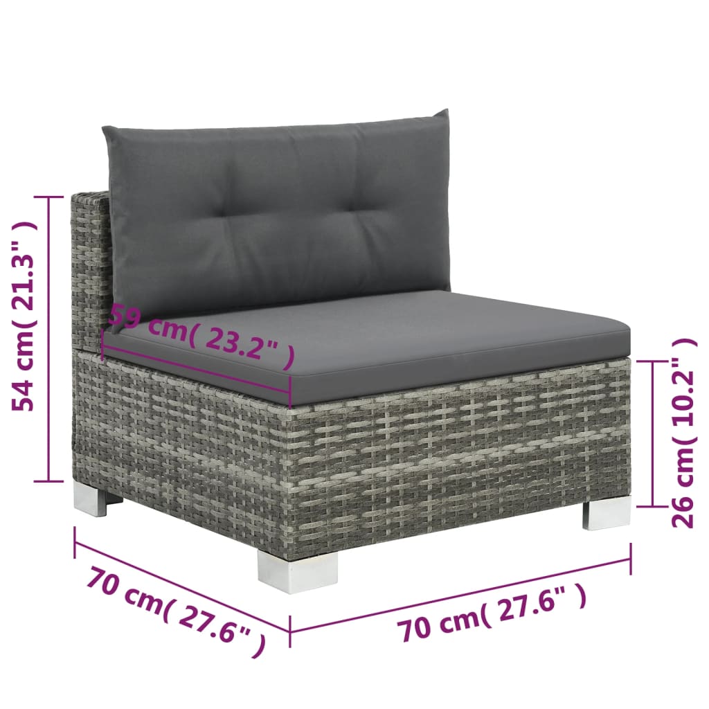 10-delige Loungeset met kussens poly rattan