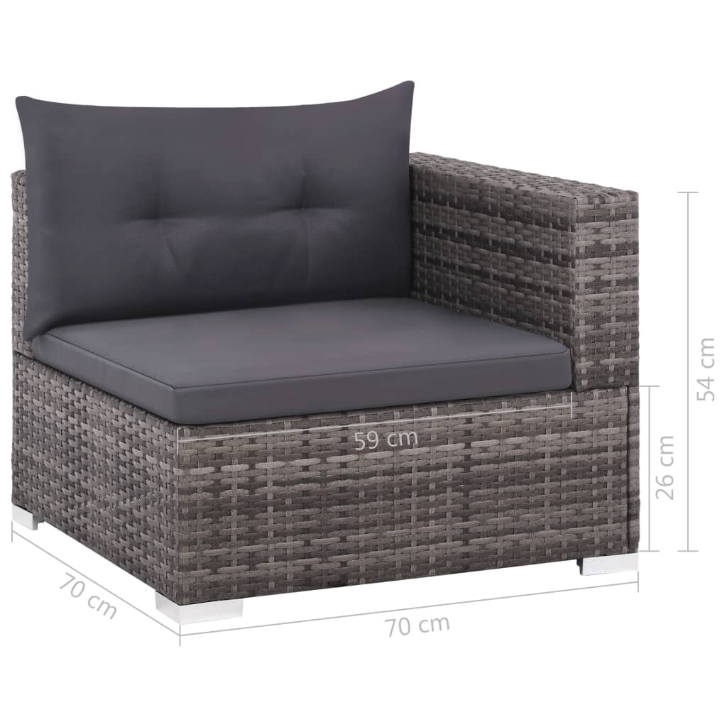 3-delige Loungeset met kussens poly rattan