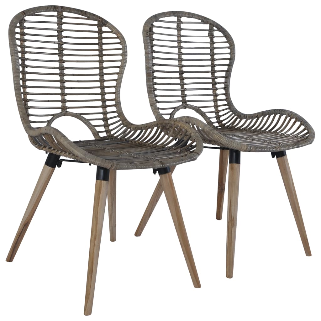 Eetkamerstoelen 2 st natuurlijk rattan