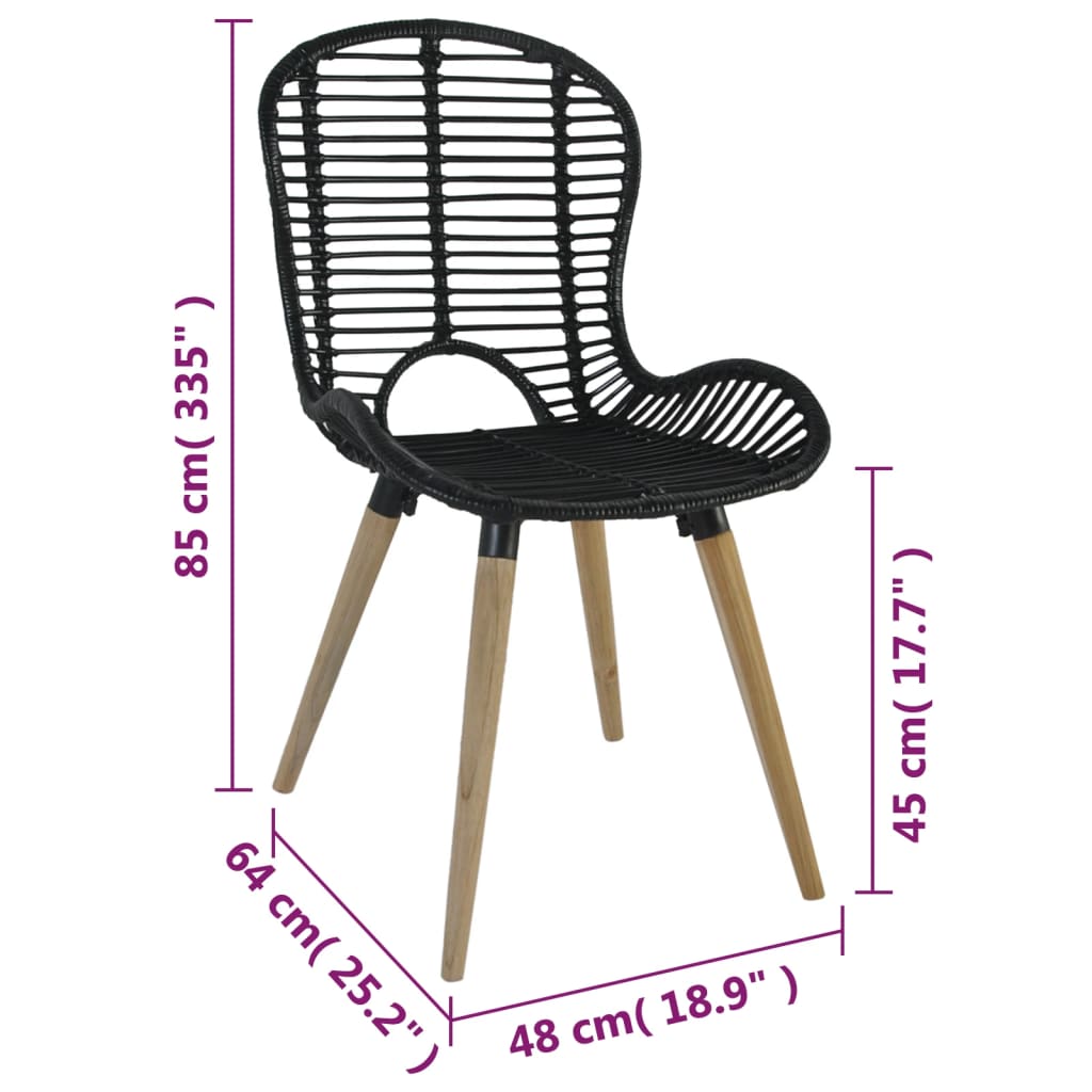 Eetkamerstoelen 2 st natuurlijk rattan