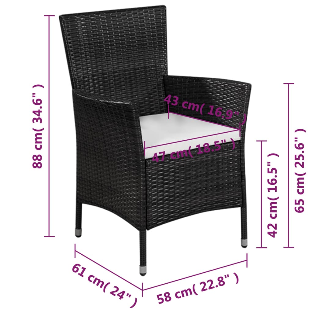 3-delige Bistroset poly rattan