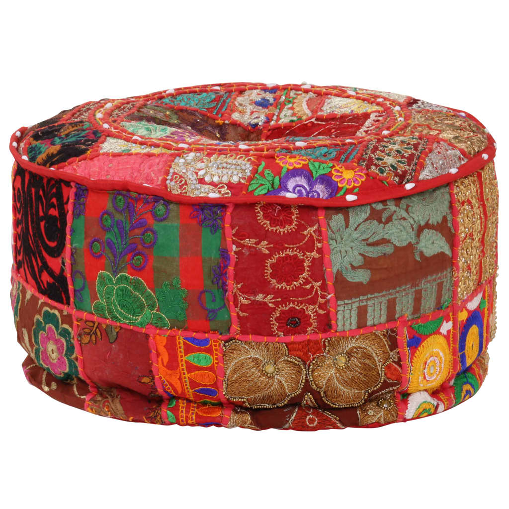 Poef patchwork rond handgemaakt 40x20 cm katoen