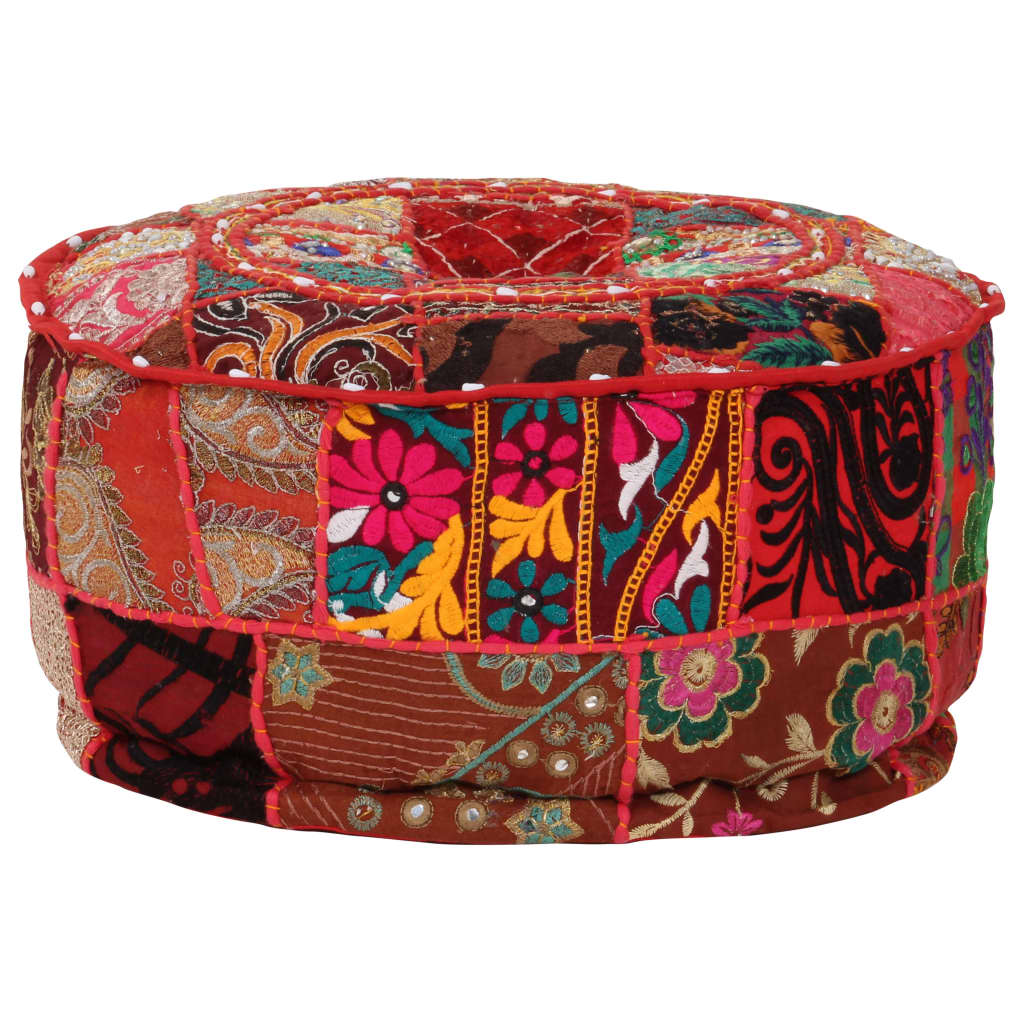 Poef patchwork rond handgemaakt 40x20 cm katoen