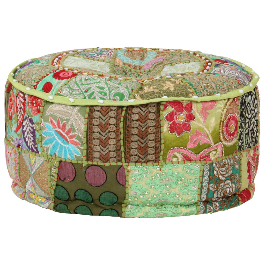 Poef patchwork rond handgemaakt 40x20 cm katoen