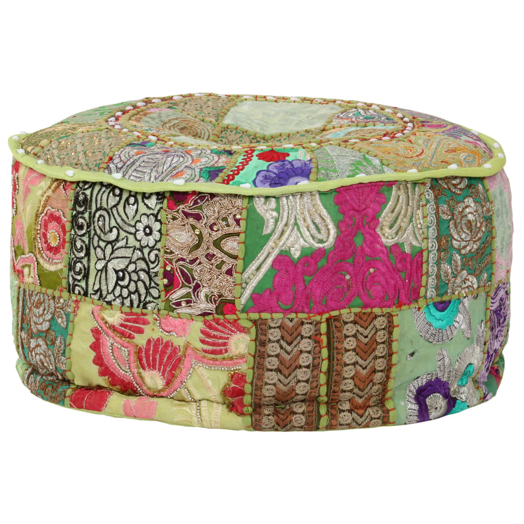 Poef patchwork rond handgemaakt 40x20 cm katoen