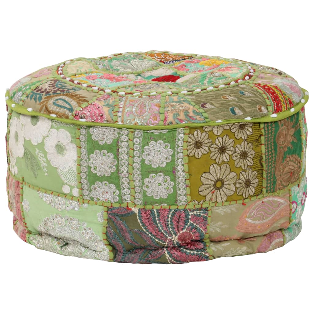 Poef patchwork rond handgemaakt 40x20 cm katoen