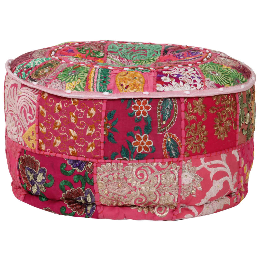 Poef patchwork rond handgemaakt 40x20 cm katoen