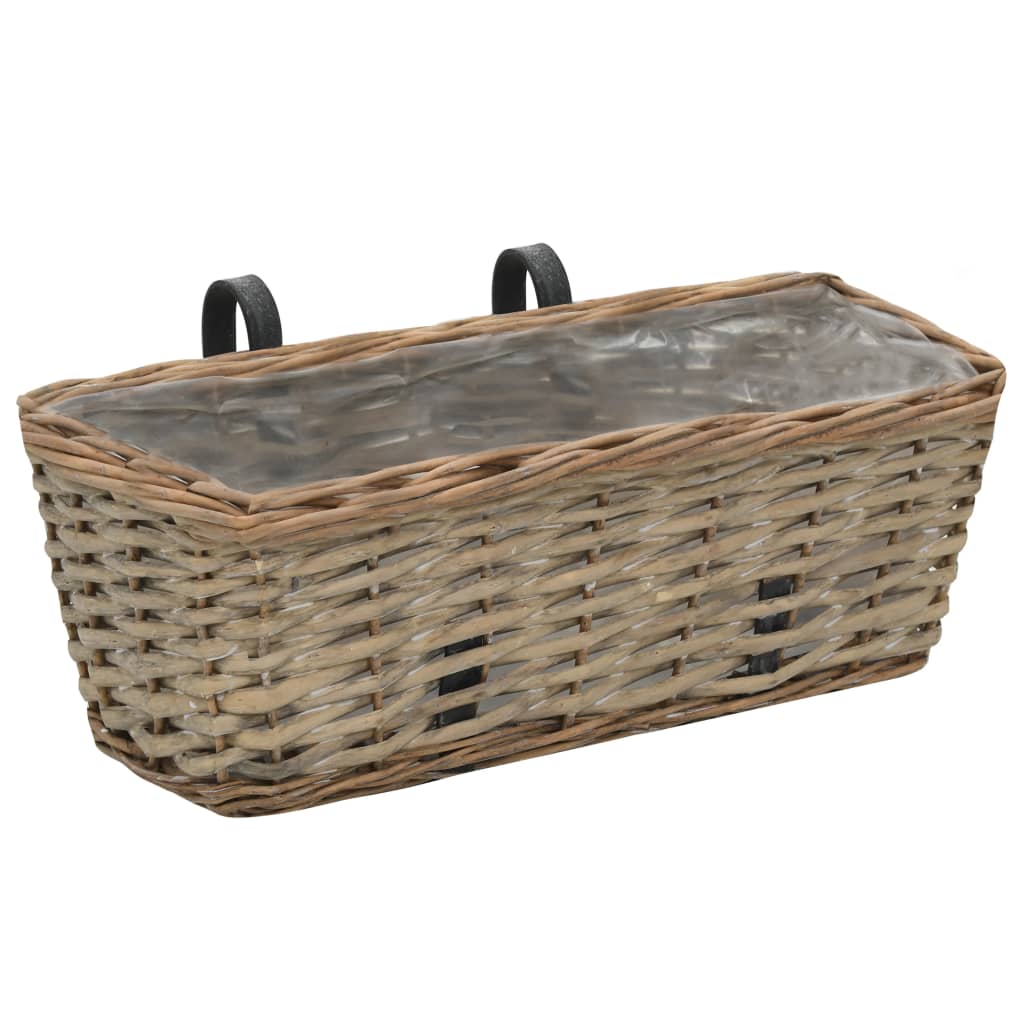 Balkonbakken 2 st 60 cm wicker met PE-voering