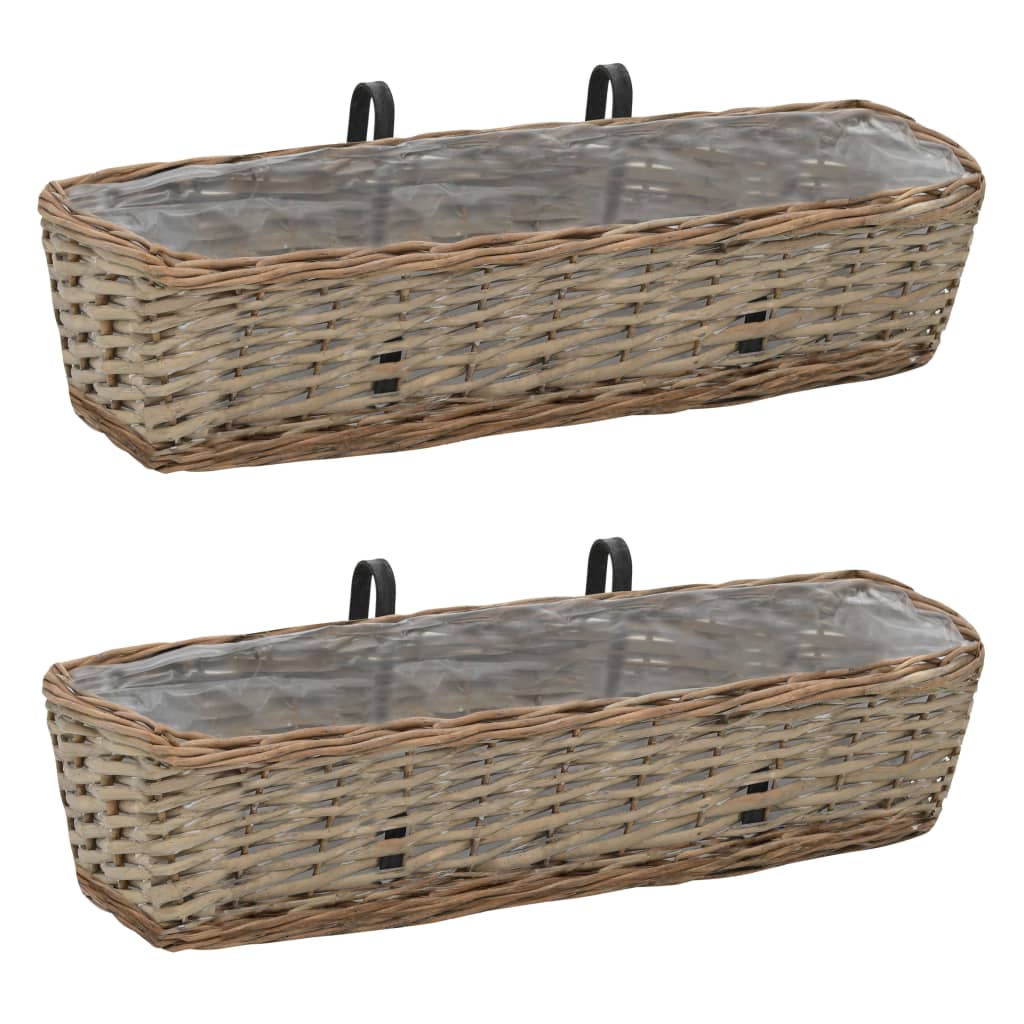 Balkonbakken 2 st 60 cm wicker met PE-voering