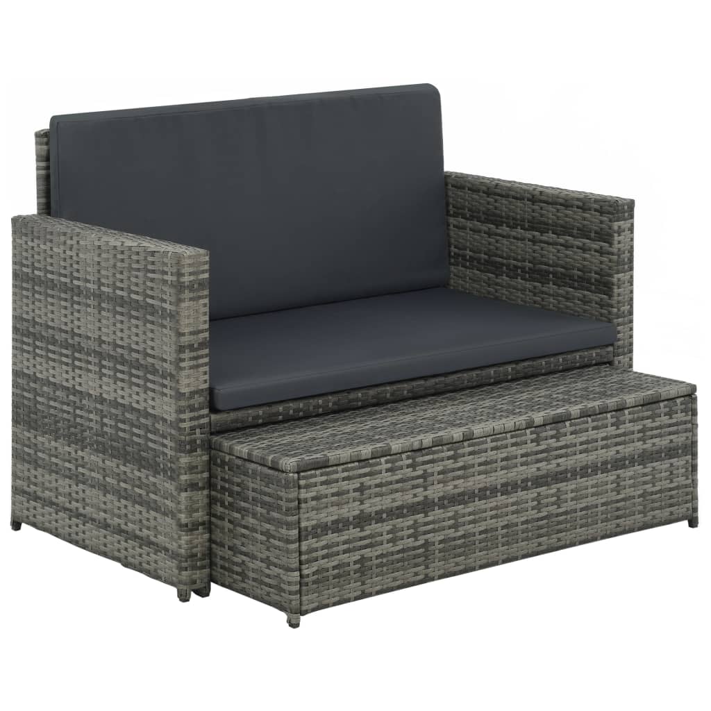 2-delige Loungeset met kussens poly rattan