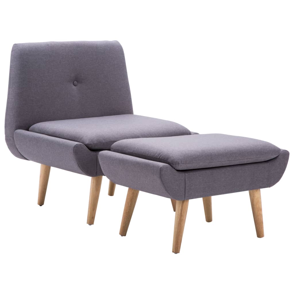 Fauteuil met voetenbankje stof bruin