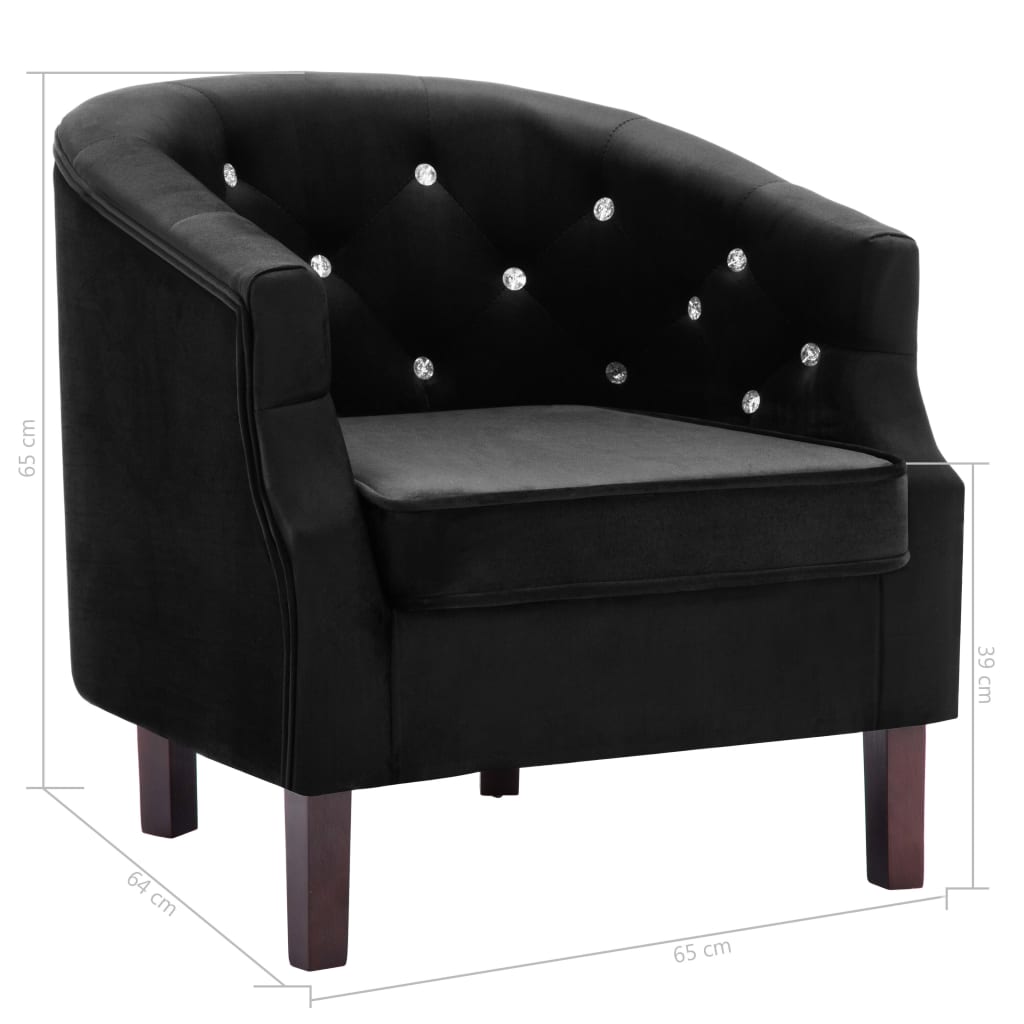 Fauteuil fluweel zwart