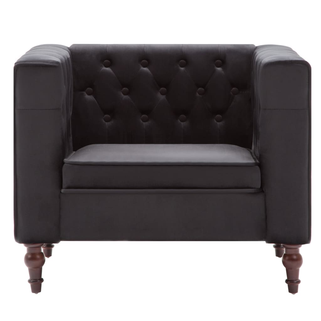 Fauteuil fluweel zwart