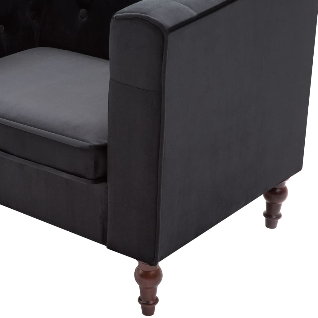 Fauteuil fluweel zwart