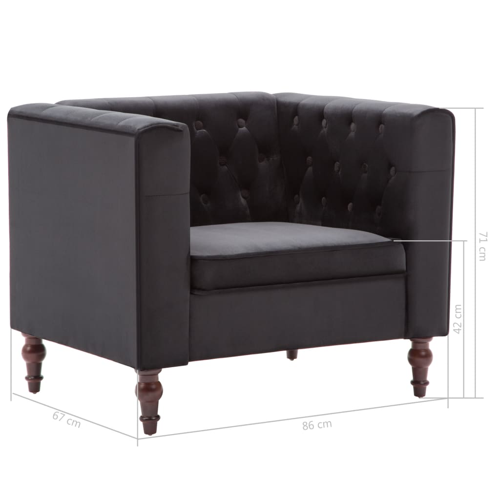 Fauteuil fluweel zwart