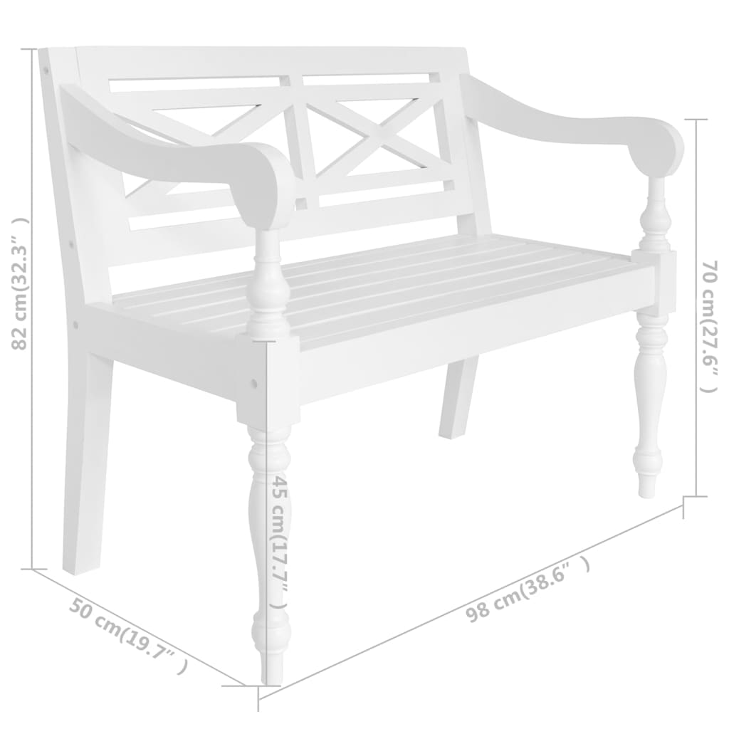 Bank Batavia 123 cm massief mahoniehout