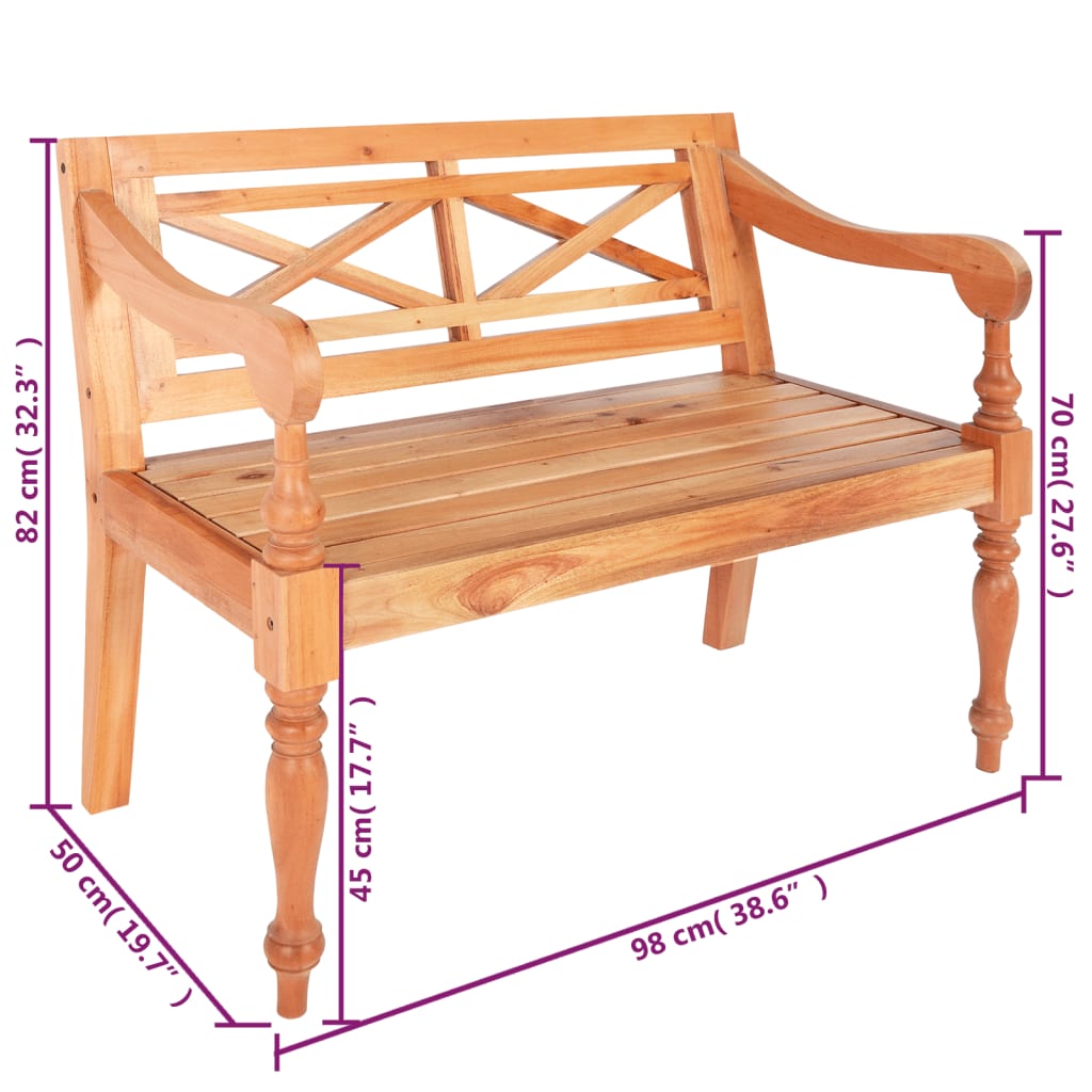 Bank Batavia 123 cm massief mahoniehout