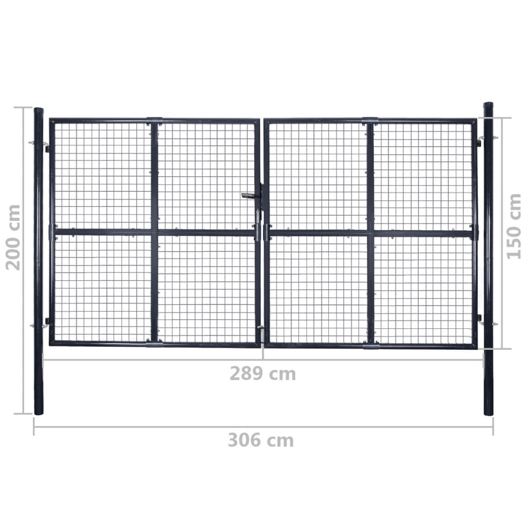 Gaaspoort 289x200 cm gegalvaniseerd staal grijs