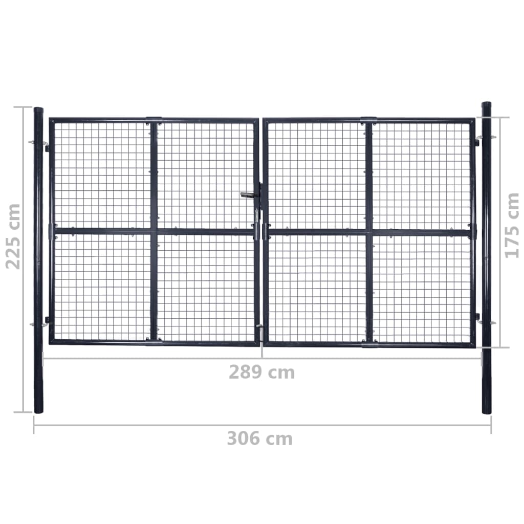 Gaaspoort 289x200 cm gegalvaniseerd staal grijs