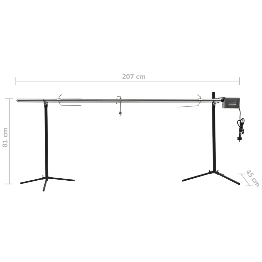 Automatische barbecue met motor 207x45x81 cm roestvrij staal