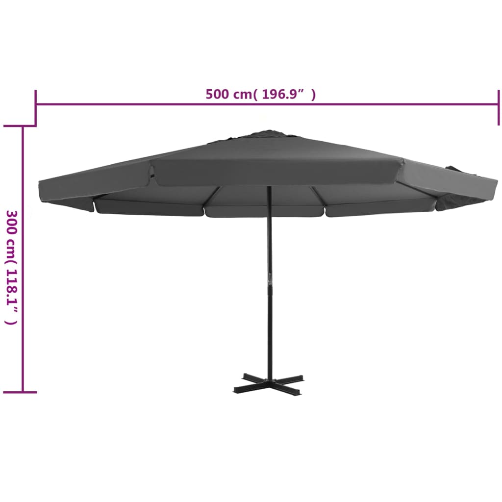 Parasol met aluminium paal 600 cm