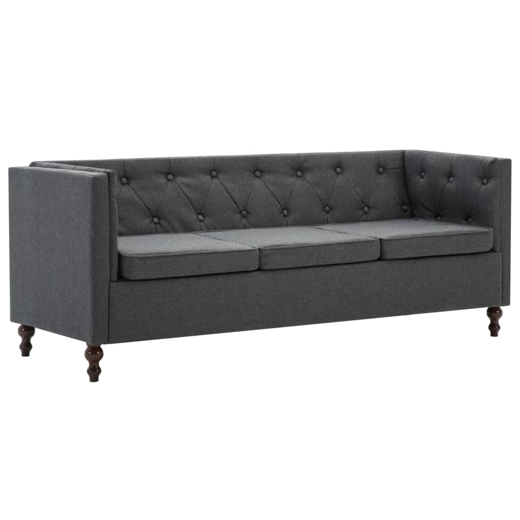 Bankstel Chesterfield-stijl stoffen bekleding grijs 2-delig