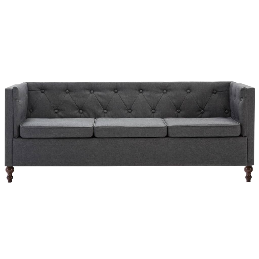 Bankstel Chesterfield-stijl stoffen bekleding grijs 2-delig